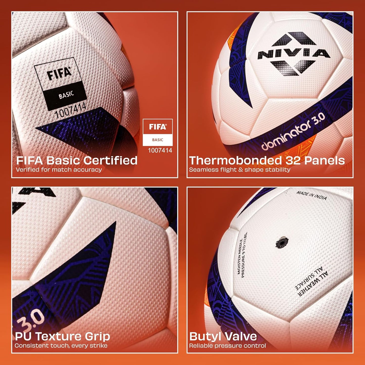Nivia Dominator Rubber Football 3.0